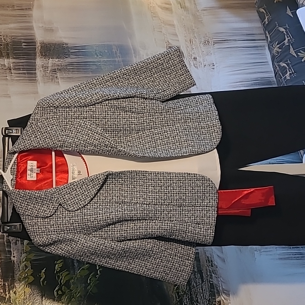 Studio One Womens 6 Business Suit Jacket Coat, Blouse & Pants Set Ensemble